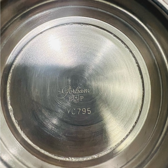 Vintage Gorham EP YC795 Silverplate Sauce Bowl with Cobalt Blue Glass Liner - Picture 5 of 5